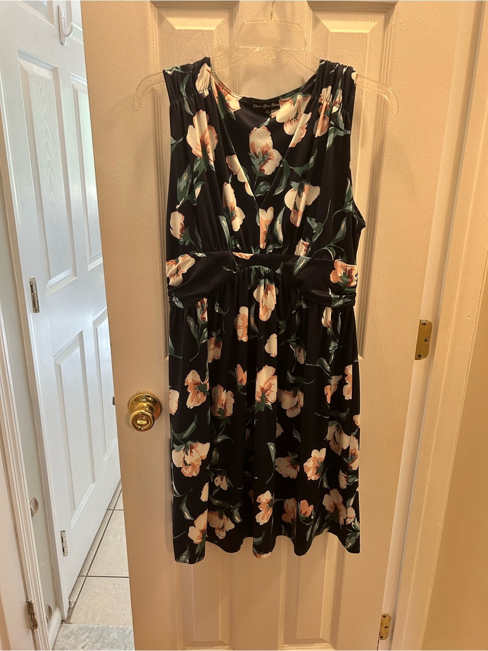 Amazon Black Floral Midi Dress with Peach Blooms